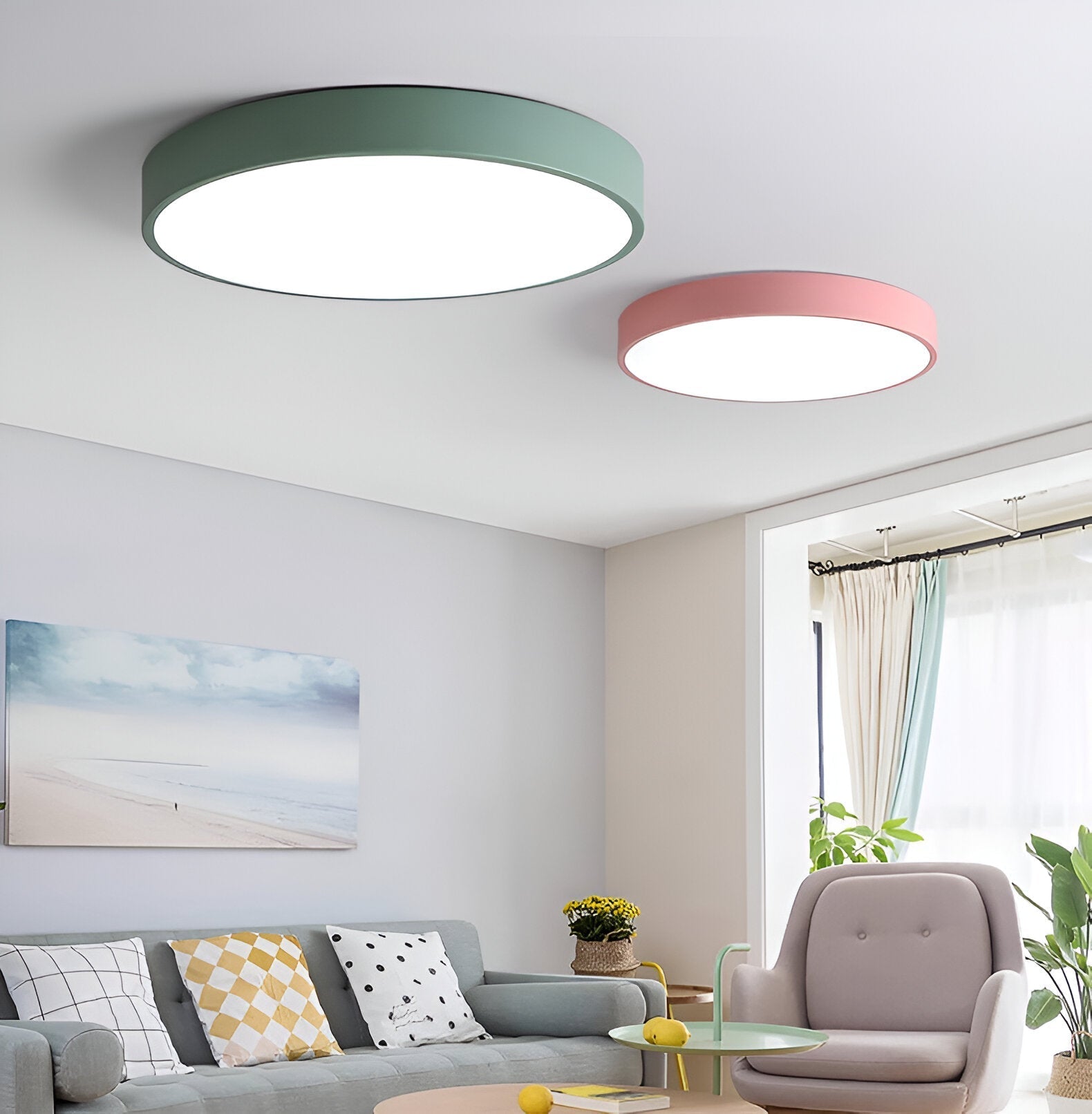 Modern Round Flush Mount Ceiling Light with Slim Frame