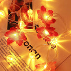 Fall Maple Leaf String Lights Battery Operated LED Autumn Leaf Garland Fairy Lights for Halloween Thanksgiving Party and Bedroom Decoration
