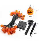 Halloween Pumpkin String Lights Orange Jack-O-Lantern LED Decorative Plastic Fairy Lights for Party Garden and Bedroom Decoration