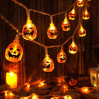 Halloween Pumpkin String Lights Orange Jack-O-Lantern LED Decorative Plastic Fairy Lights for Party Garden and Bedroom Decoration