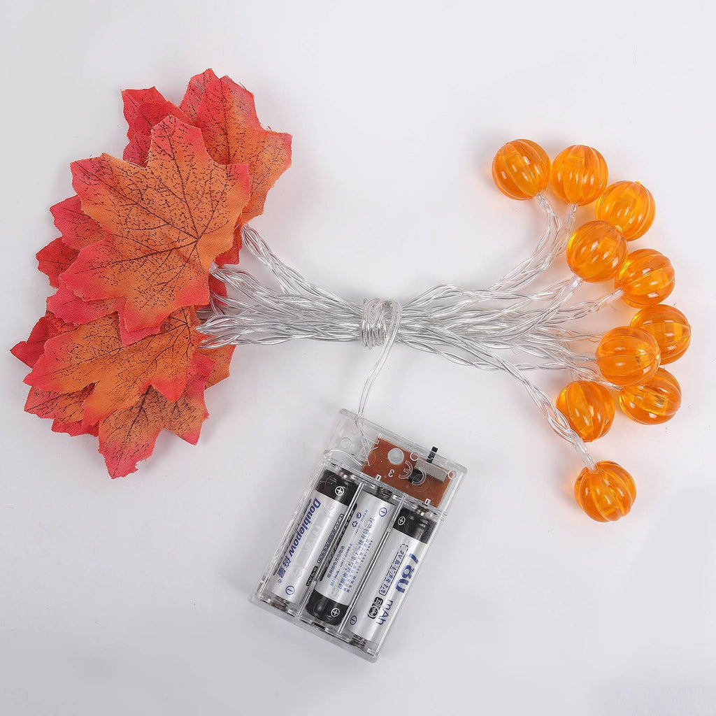 Fall Maple Leaf String Lights Battery Operated LED Autumn Leaf Garland Fairy Lights for Halloween Thanksgiving Party and Bedroom Decoration