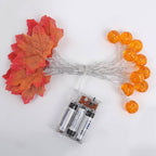 Fall Maple Leaf String Lights Battery Operated LED Autumn Leaf Garland Fairy Lights for Halloween Thanksgiving Party and Bedroom Decoration