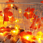 Fall Maple Leaf String Lights Battery Operated LED Autumn Leaf Garland Fairy Lights for Halloween Thanksgiving Party and Bedroom Decoration
