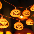 Halloween Pumpkin LED String Light Festive Carved Pumpkin Lanterns Plastic Decorative Lamp String for Party Garden and Dormitory