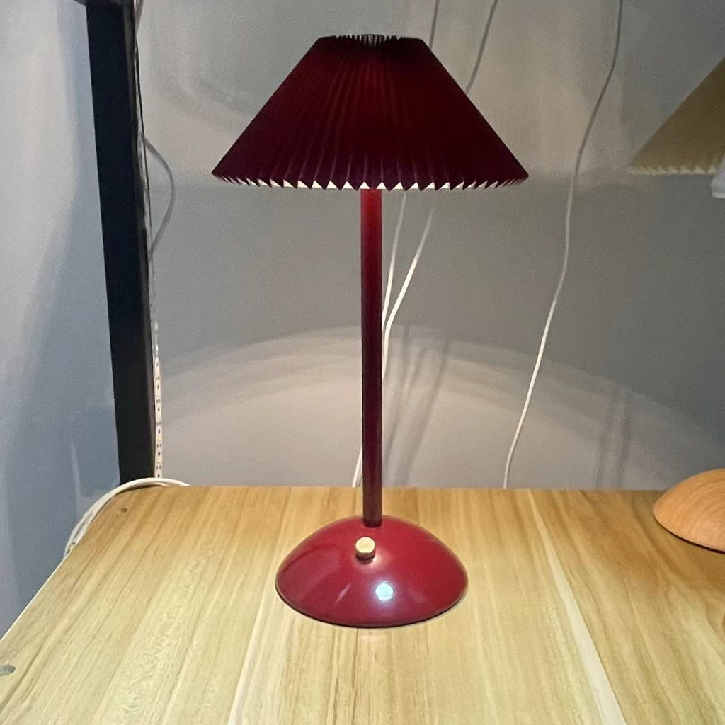 Modern Metal Cordless Rechargeable Table Lamp With Stepless Dimming in Red Shade + Red Base — Harbor Light Co.