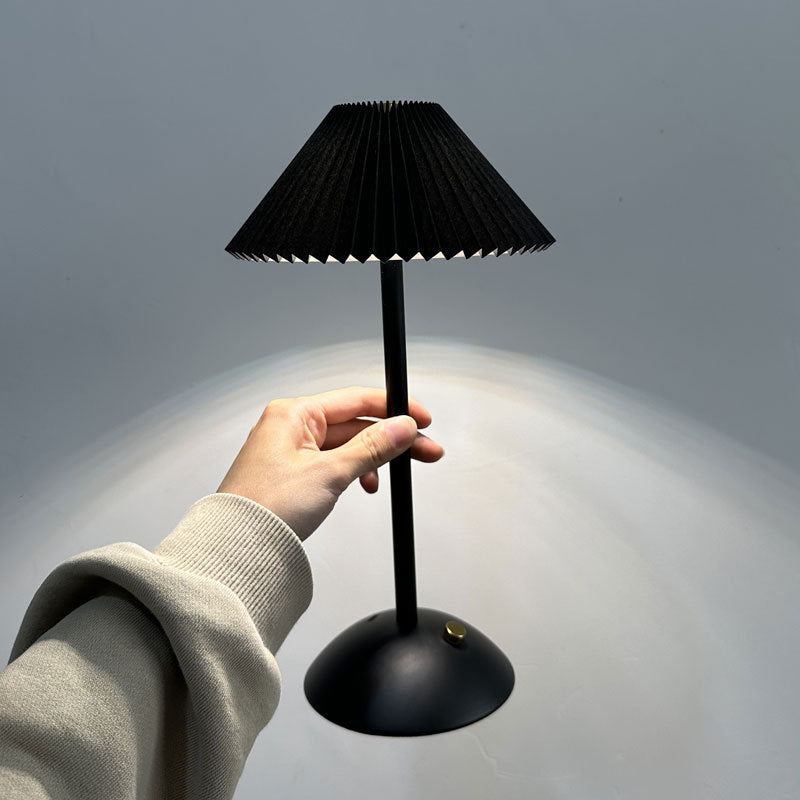 Modern Metal Cordless Rechargeable Table Lamp With Stepless Dimming in Black Shade + Black Base — Harbor Light Co.