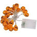 Halloween Pumpkin String Lights Orange Jack-O-Lantern LED Decorative Plastic Fairy Lights for Party Garden and Bedroom Decoration