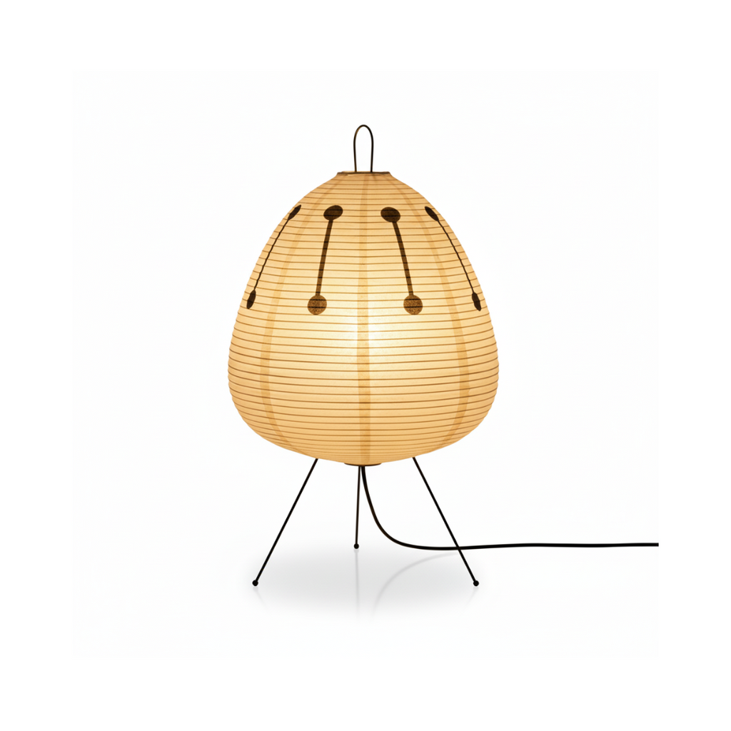 Japanese Rice Paper Lantern Floor Lamp with Tripod Base