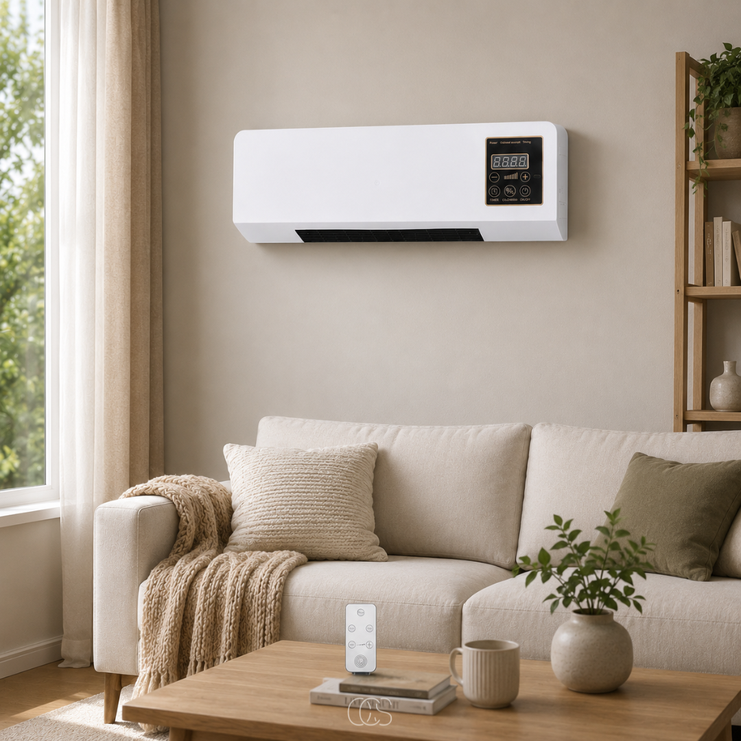 Wall Mounted Electric Heater and Fan Combo with Remote Control and Timer Space Heater Air Cooler for Bedroom Living Room and Home Office
