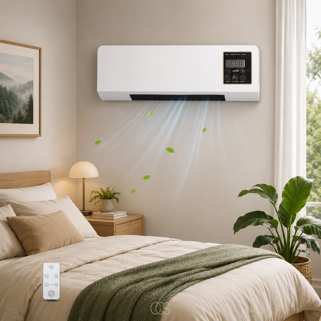 Wall Mounted Electric Heater and Fan Combo with Remote Control and Timer Space Heater Air Cooler for Bedroom Living Room and Home Office