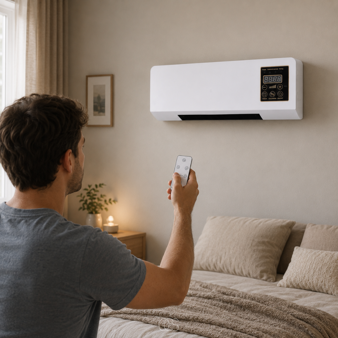 Wall Mounted Electric Heater and Fan Combo with Remote Control and Timer Space Heater Air Cooler for Bedroom Living Room and Home Office