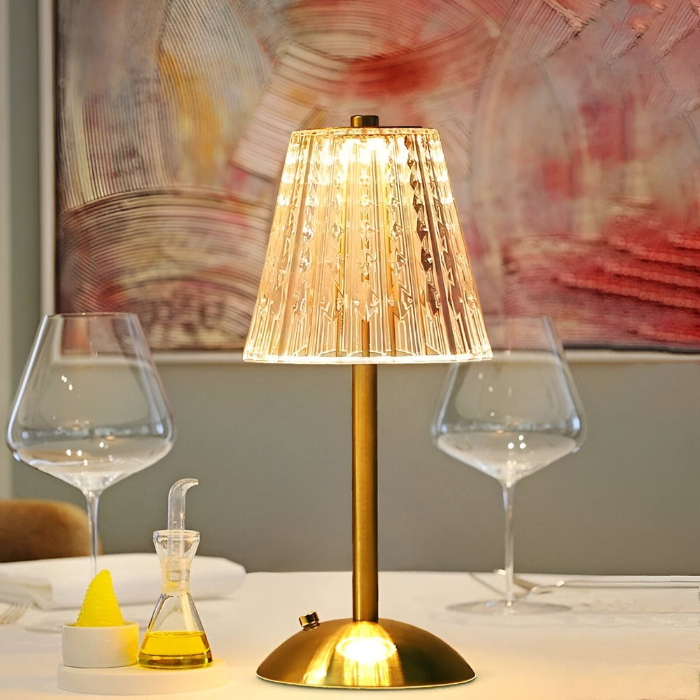 Cordless Vintage LED Light Table Lamp with Crystal Shade