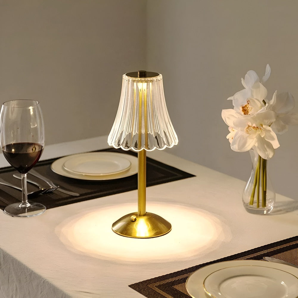 Cordless Vintage LED Light Table Lamp with Crystal Shade