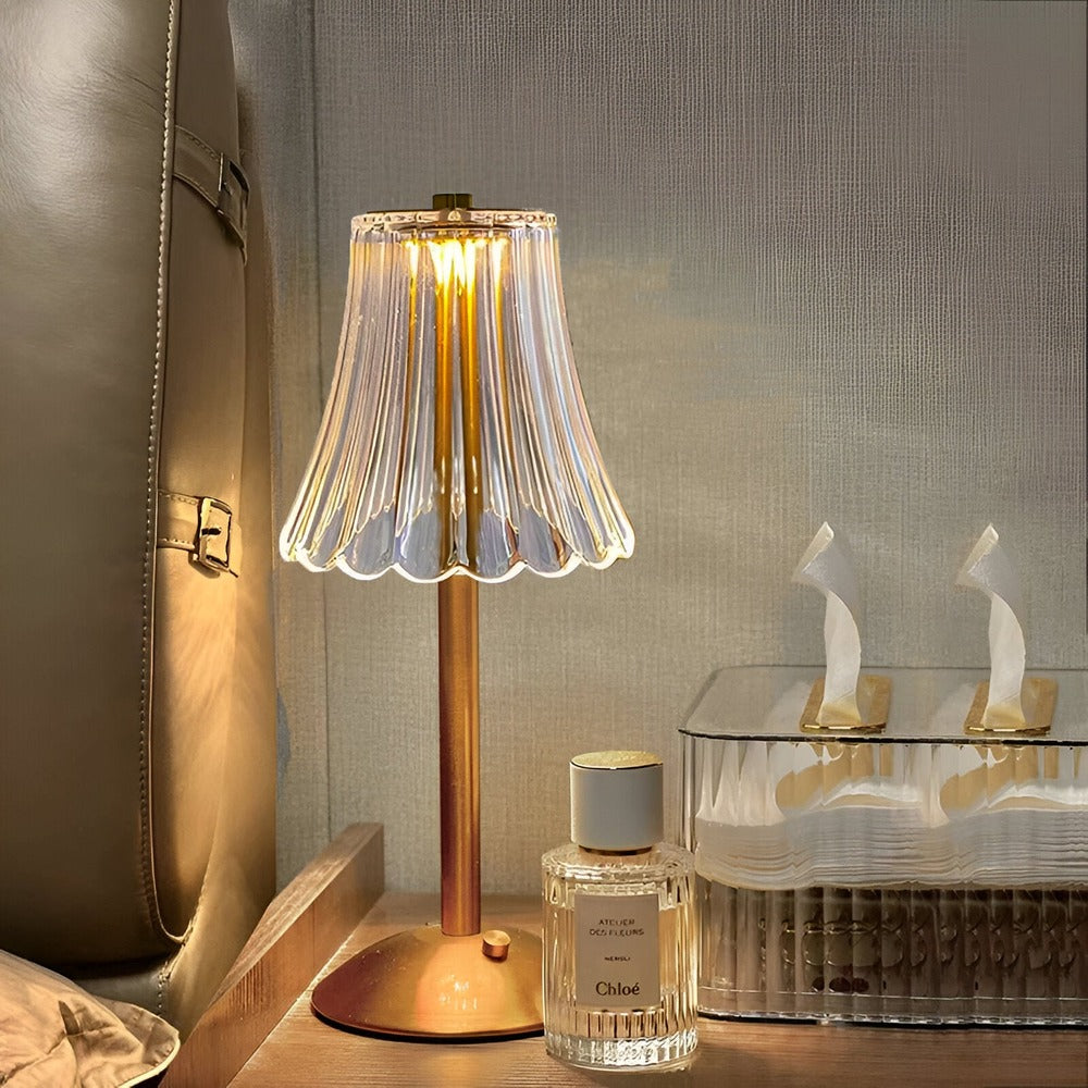 Cordless Vintage LED Light Table Lamp with Crystal Shade