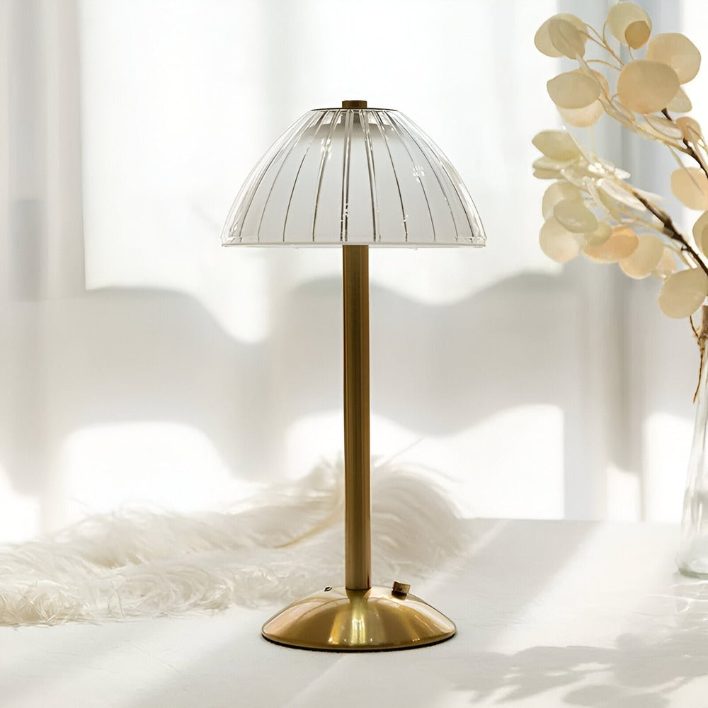 Cordless Vintage LED Light Table Lamp with Crystal Shade