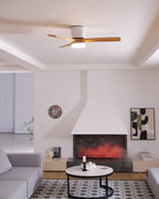 Modern Wooden Ceiling Fan with Remote Control and LED Light