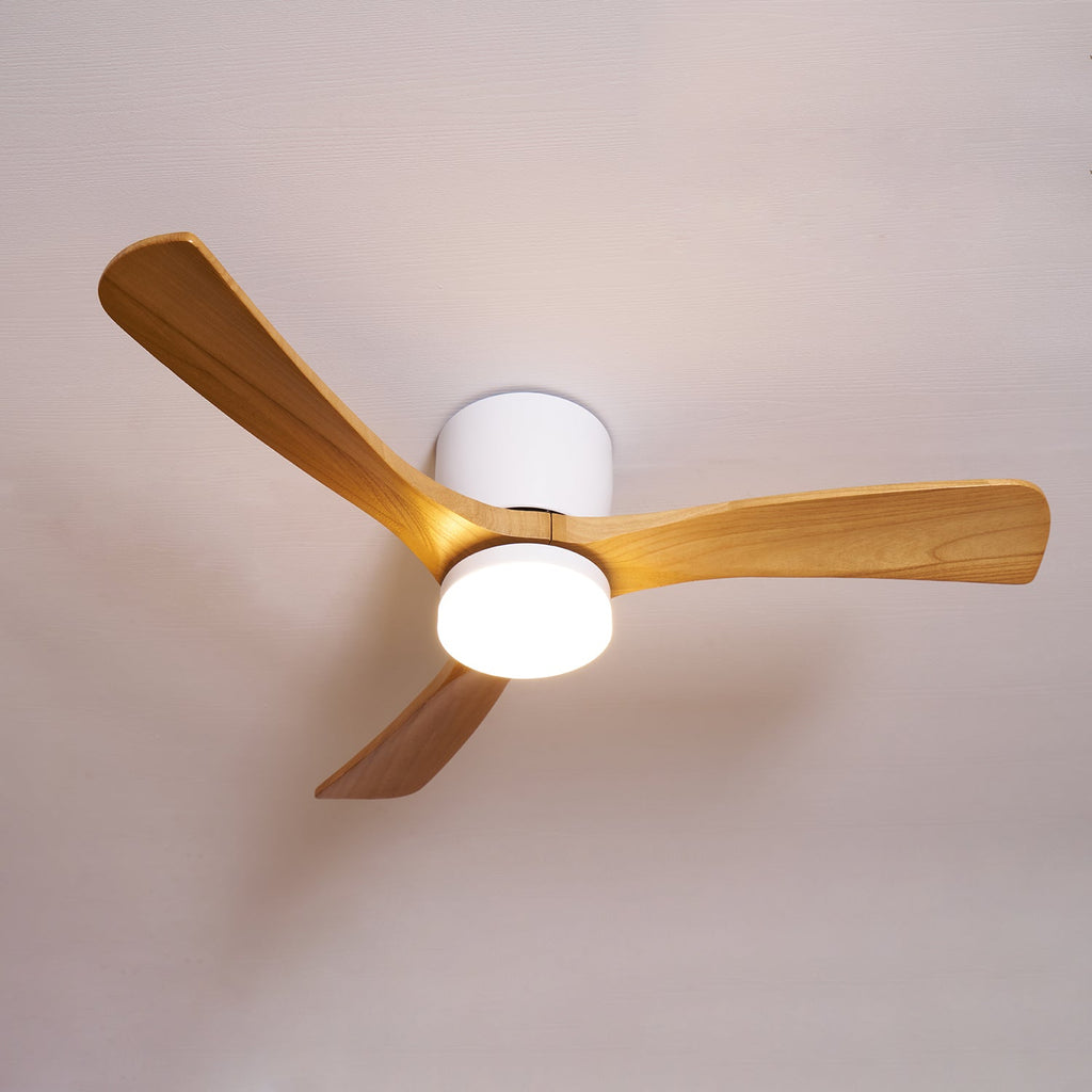 Modern Wooden Ceiling Fan with Remote Control and LED Light