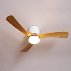 Modern Wooden Ceiling Fan with Remote Control and LED Light