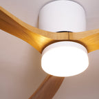 Modern Wooden Ceiling Fan with Remote Control and LED Light