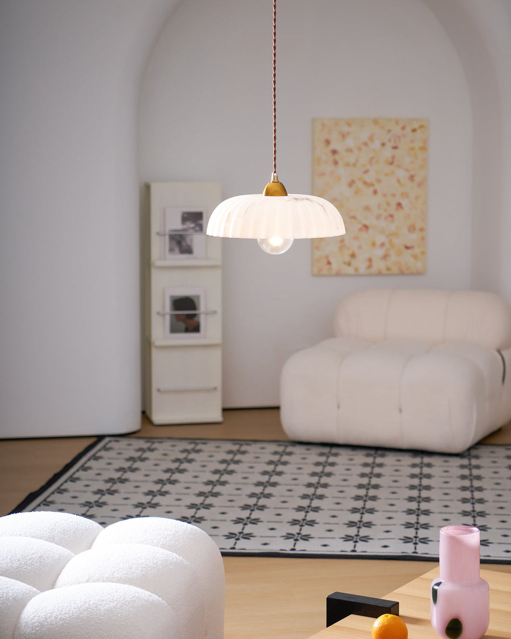 Modern Marble-Style Stone Pendant Light With Warm LED Glow — Harbor Light Co.