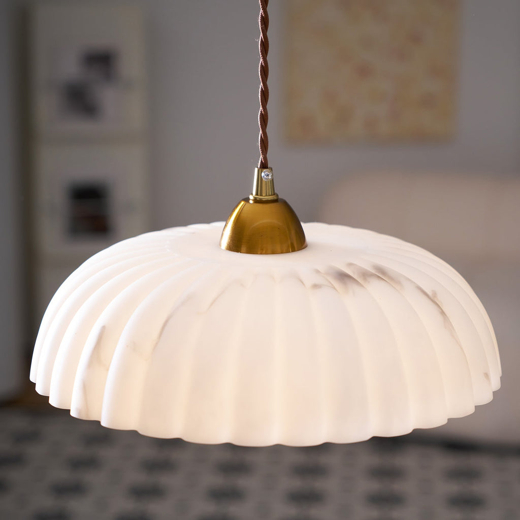 Modern Marble-Style Stone Pendant Light With Warm LED Glow — Harbor Light Co.