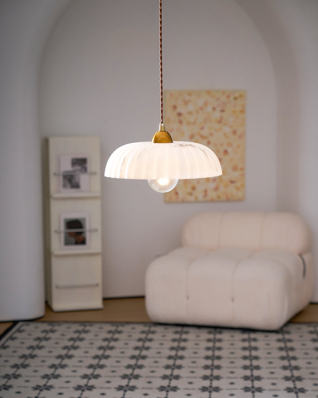 Modern Marble-Style Stone Pendant Light With Warm LED Glow — Harbor Light Co.