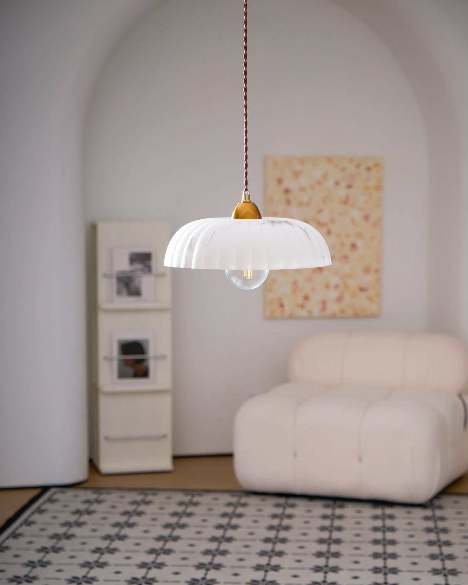 Modern Marble-Style Stone Pendant Light With Warm LED Glow — Harbor Light Co.