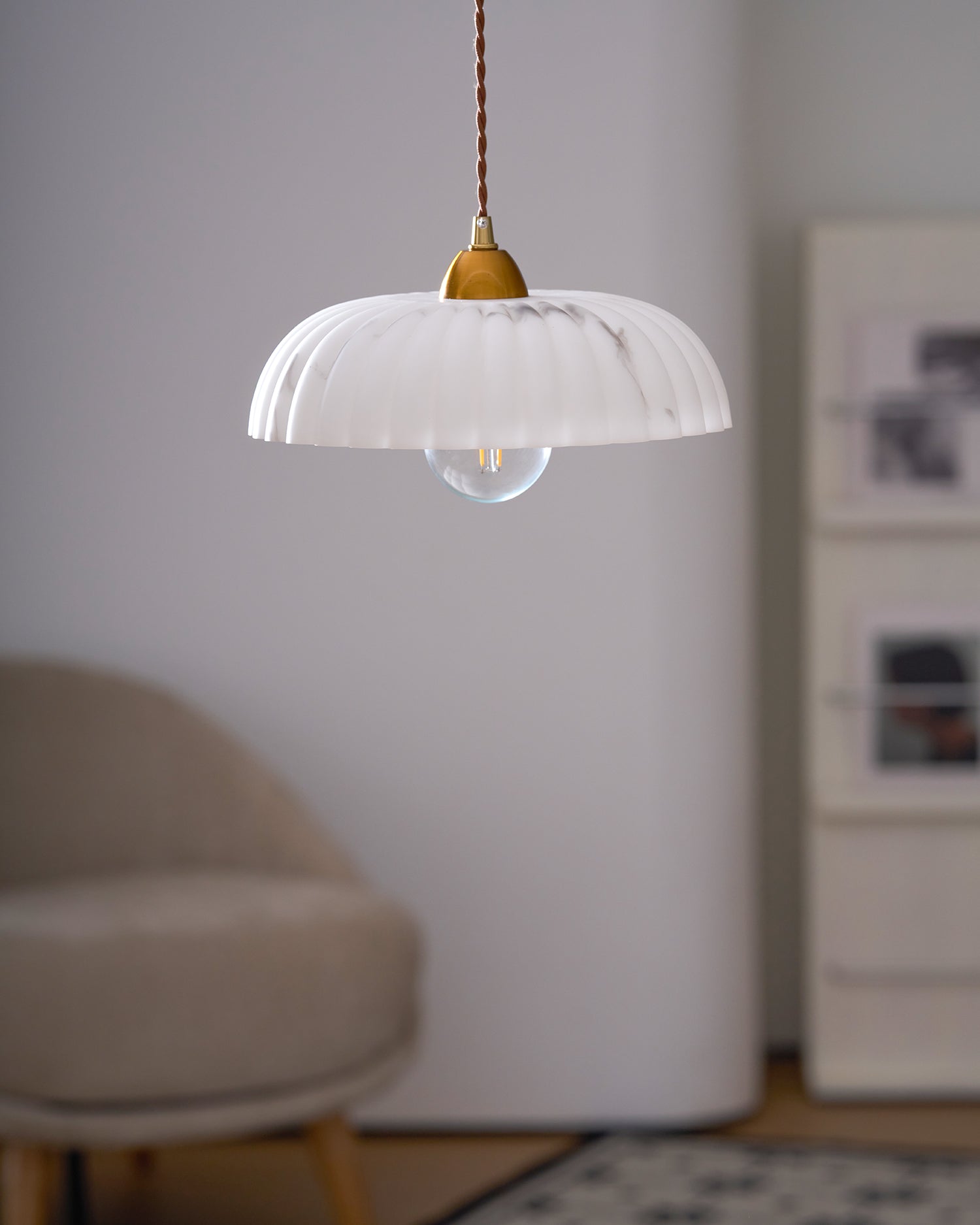 Modern Marble-Style Stone Pendant Light With Warm LED Glow — Harbor Light Co.