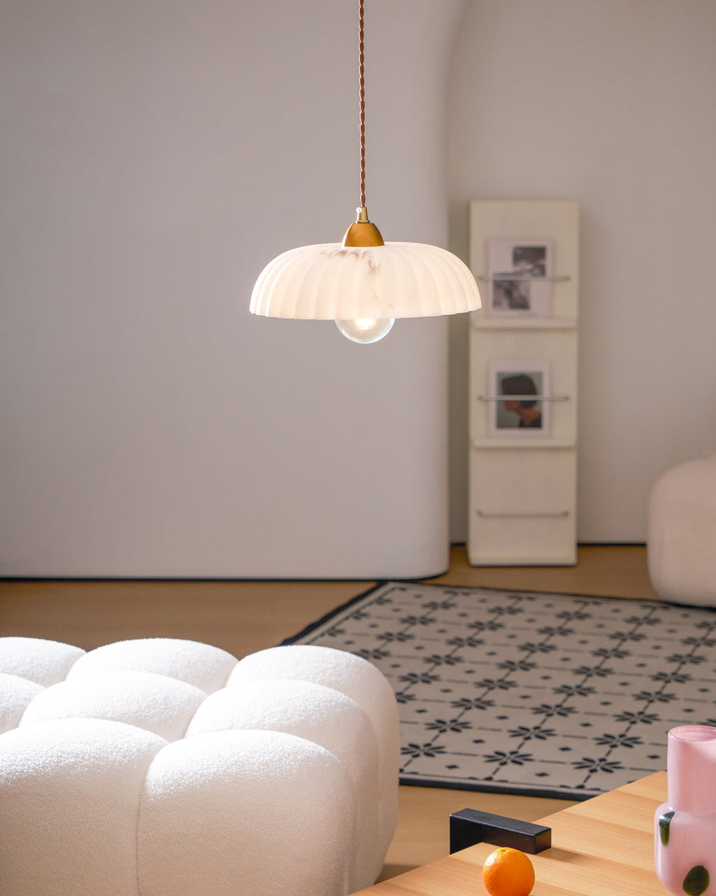 Modern Marble-Style Stone Pendant Light With Warm LED Glow — Harbor Light Co.