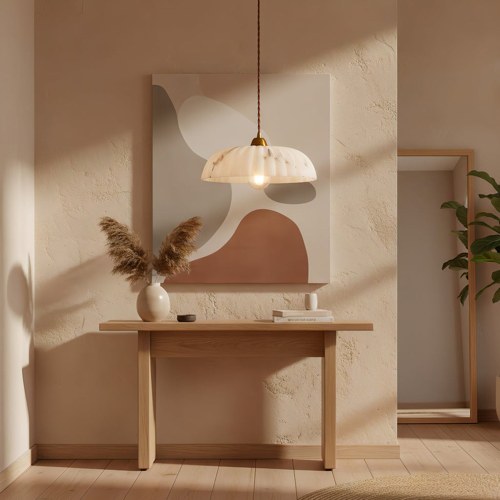Modern Marble-Style Stone Pendant Light With Warm LED Glow — Harbor Light Co.