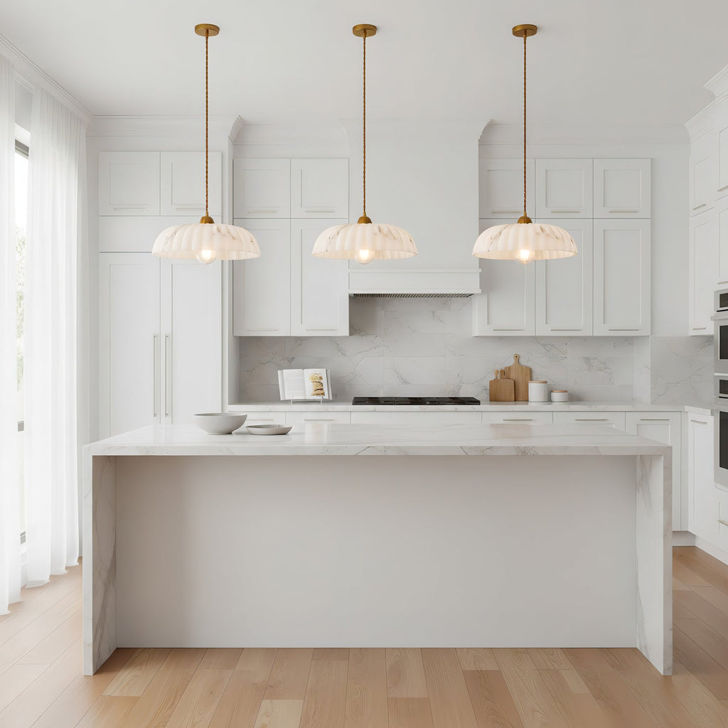 Modern Marble-Style Stone Pendant Light With Warm LED Glow — Harbor Light Co.