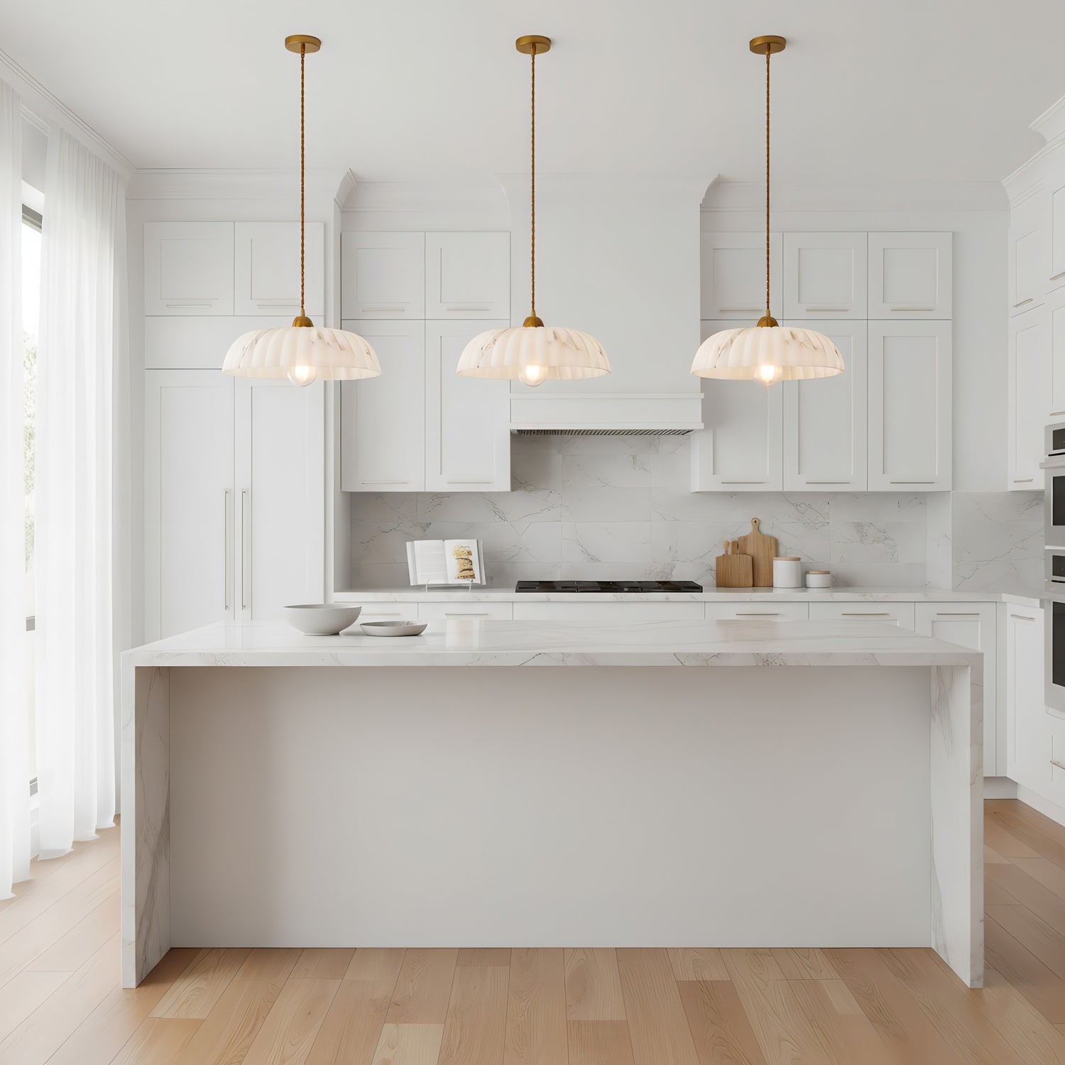 Modern Marble-Style Stone Pendant Light With Warm LED Glow — Harbor Light Co.