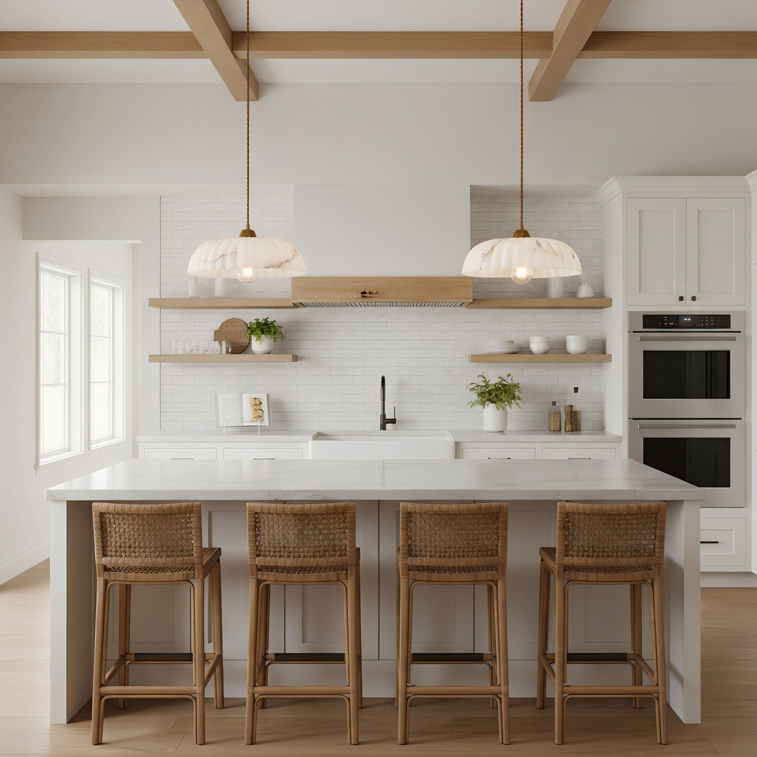 Modern Marble-Style Stone Pendant Light With Warm LED Glow — Harbor Light Co.