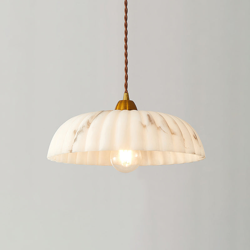 Modern Marble-Style Stone Pendant Light With Warm LED Glow in White Resin — Harbor Light Co.