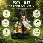 Outdoor Fountain Birdbath Solar Garden Water Feature Resin Animal Figurine Fountain with Pump for Patio Balcony and Lawn