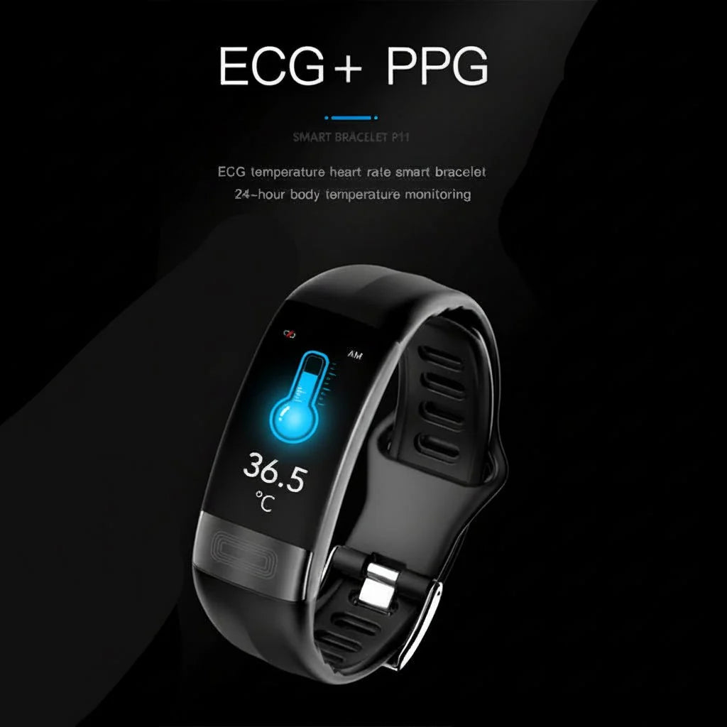 Smart Watch Fitness Tracker with ECG Heart Rate Blood Pressure and Sleep Monitoring Water-Resistant Activity Tracker for iPhone and Android