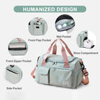 Sports Duffel Bag with Shoe Compartment Water-Repellent Oxford Fabric Travel Gym Bag with Multiple Pockets and Shoulder Strap
