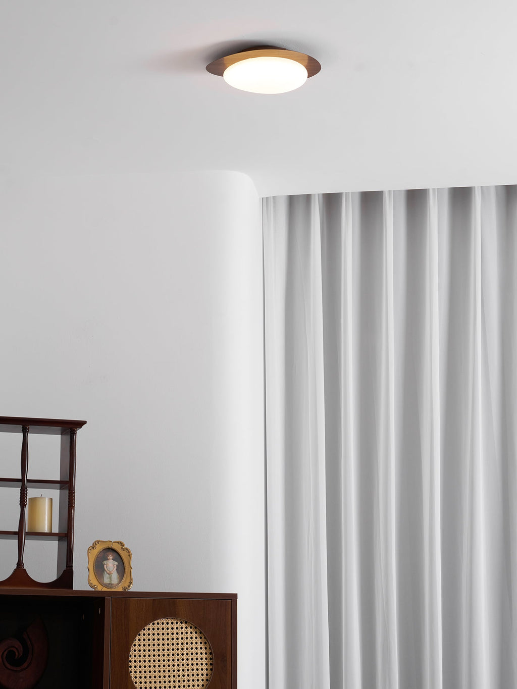 Modern Round Flush Mount Ceiling Light with Metal Rim