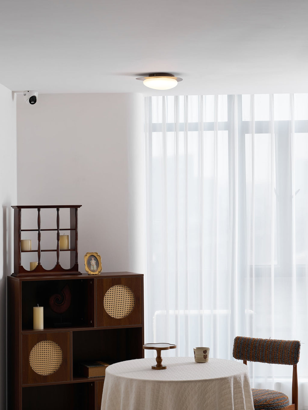 Modern Round Flush Mount Ceiling Light with Metal Rim