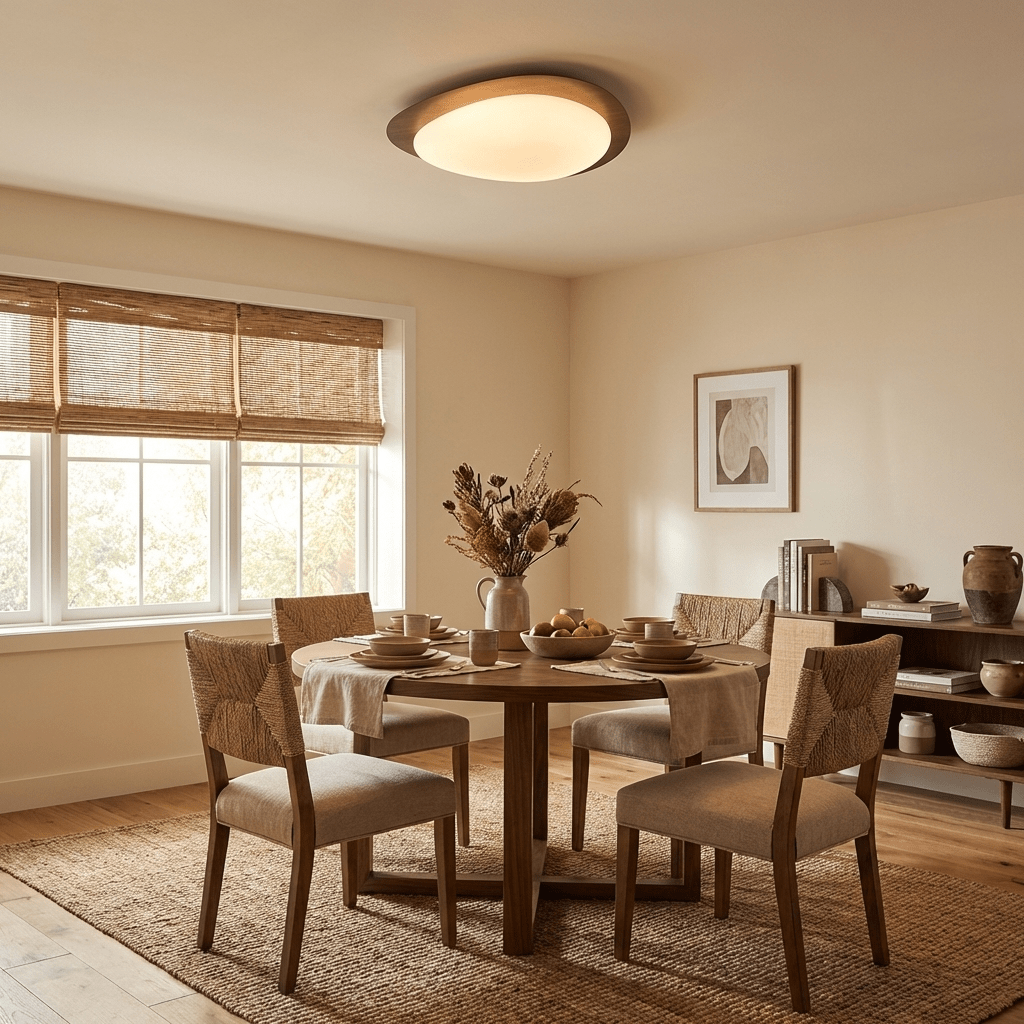 Modern Round Flush Mount Ceiling Light with Metal Rim