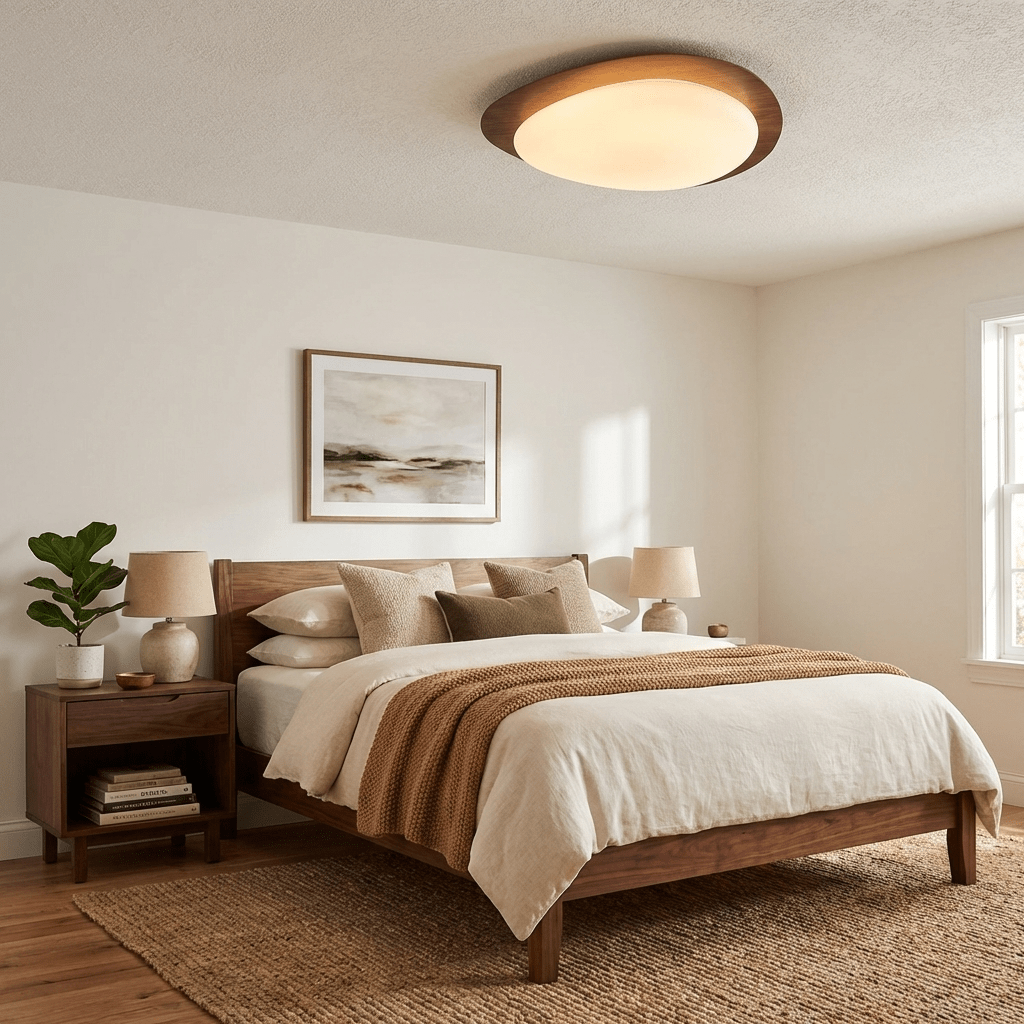 Modern Round Flush Mount Ceiling Light with Metal Rim