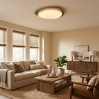 Modern Round Flush Mount Ceiling Light with Metal Rim