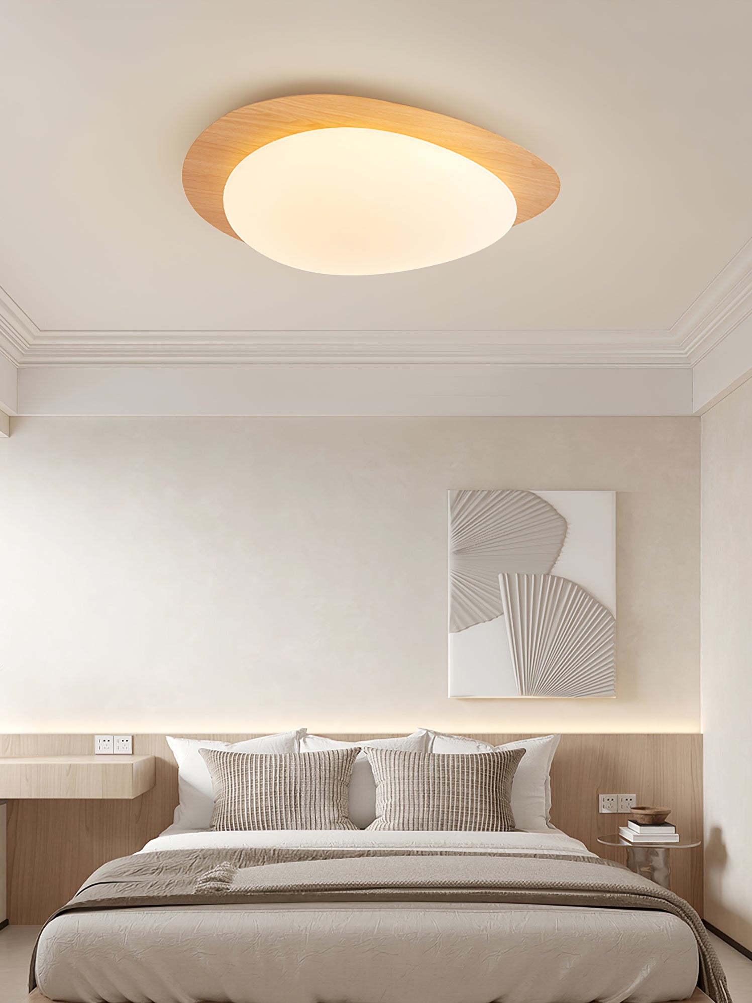 Modern Round Flush Mount Ceiling Light with Metal Rim