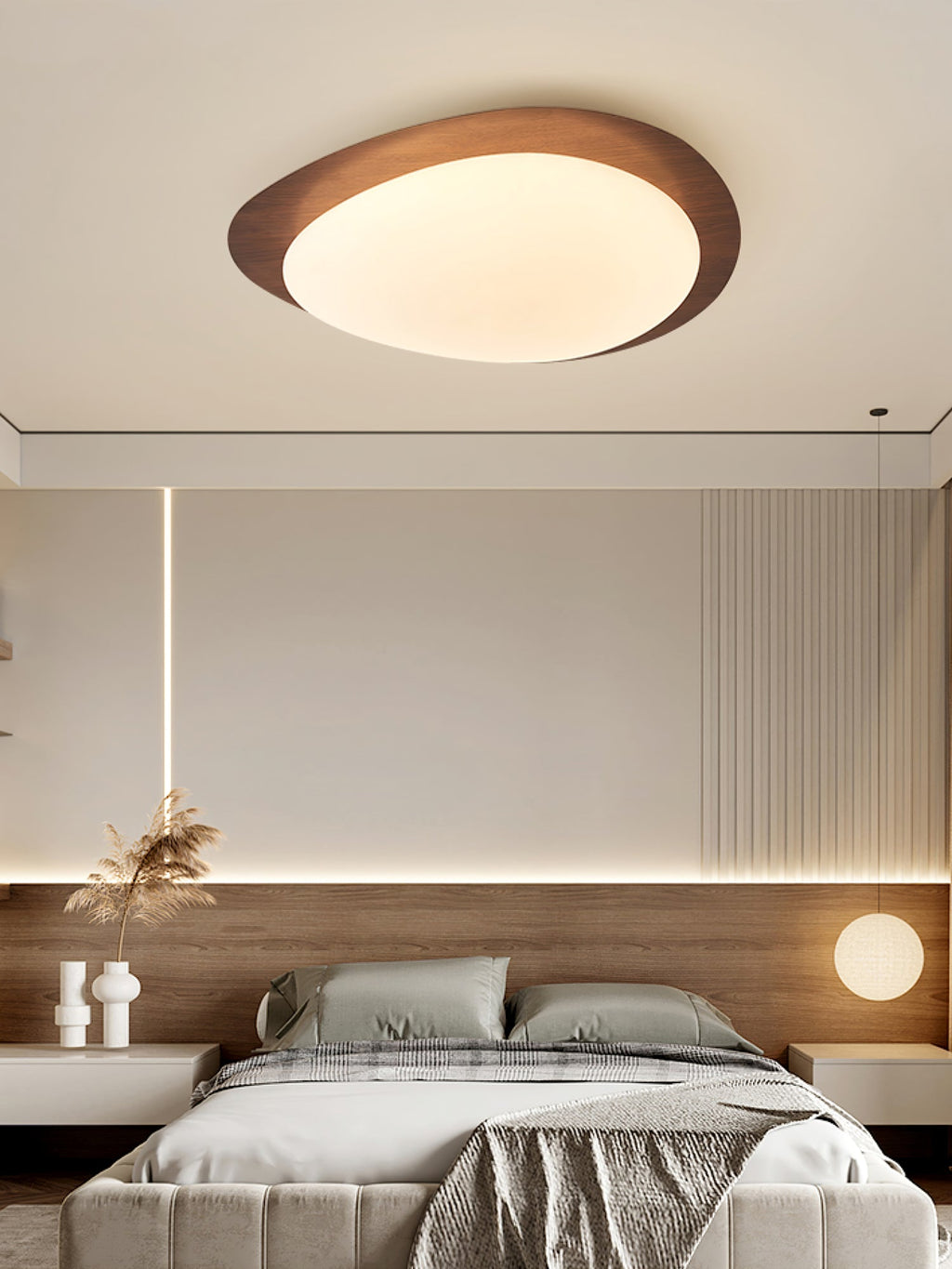 Modern Round Flush Mount Ceiling Light with Metal Rim