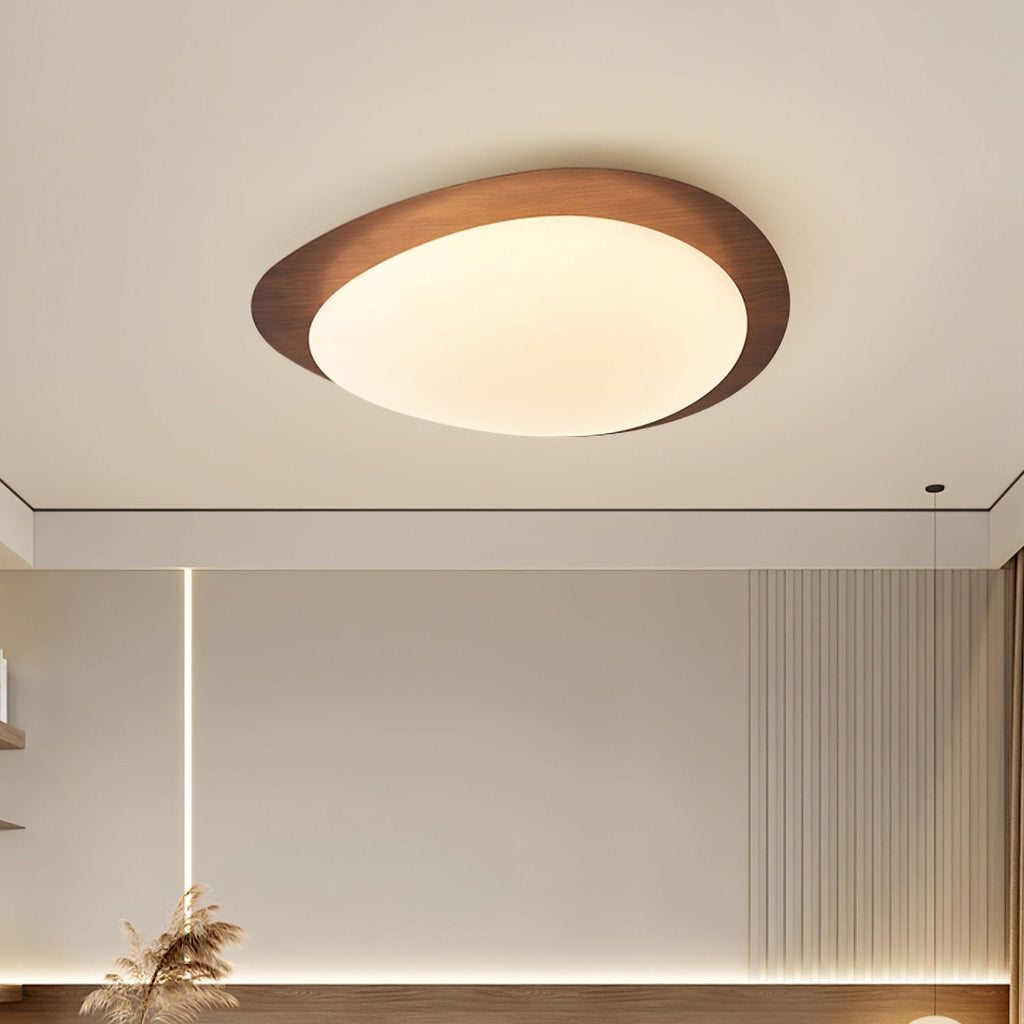 Modern Round Flush Mount Ceiling Light with Metal Rim