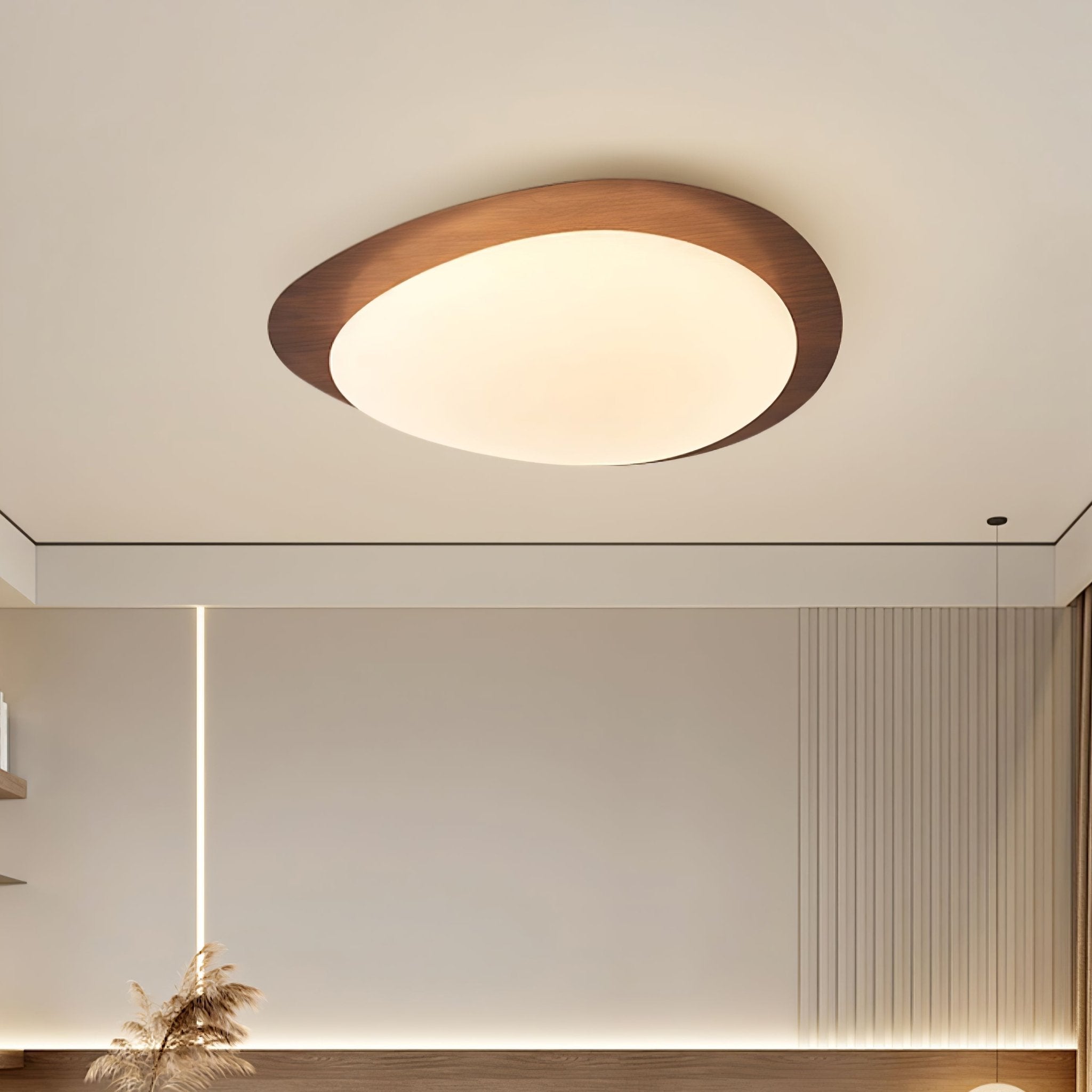 Modern Round Flush Mount Ceiling Light with Metal Rim