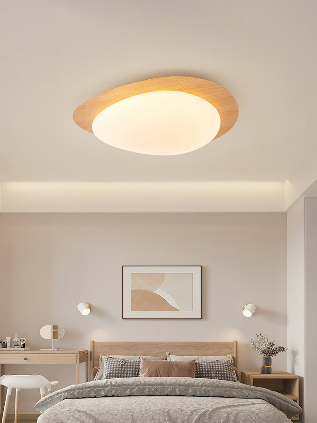 Modern Round Flush Mount Ceiling Light with Metal Rim
