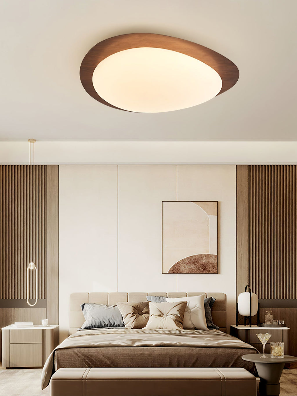 Modern Round Flush Mount Ceiling Light with Metal Rim