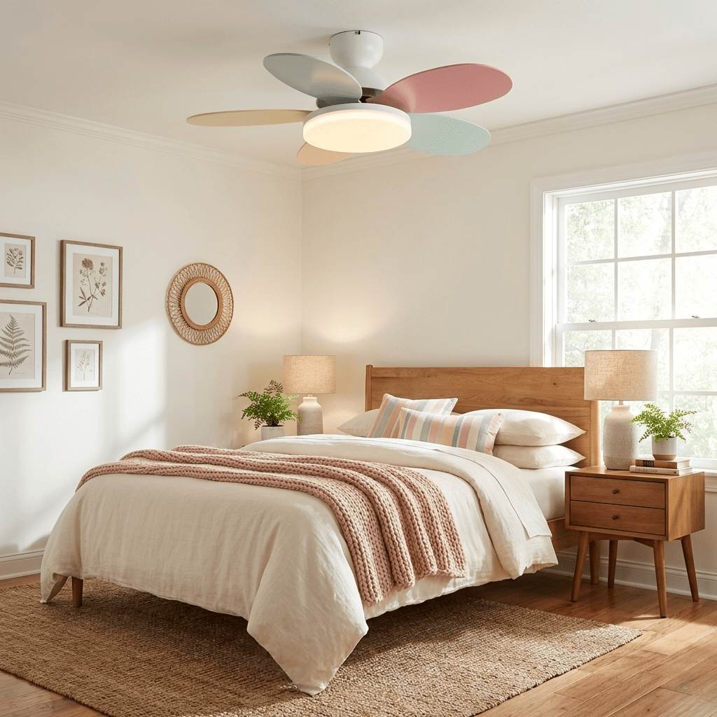 Petal Blade Ceiling Fan with Remote Control and Integrated LED Light