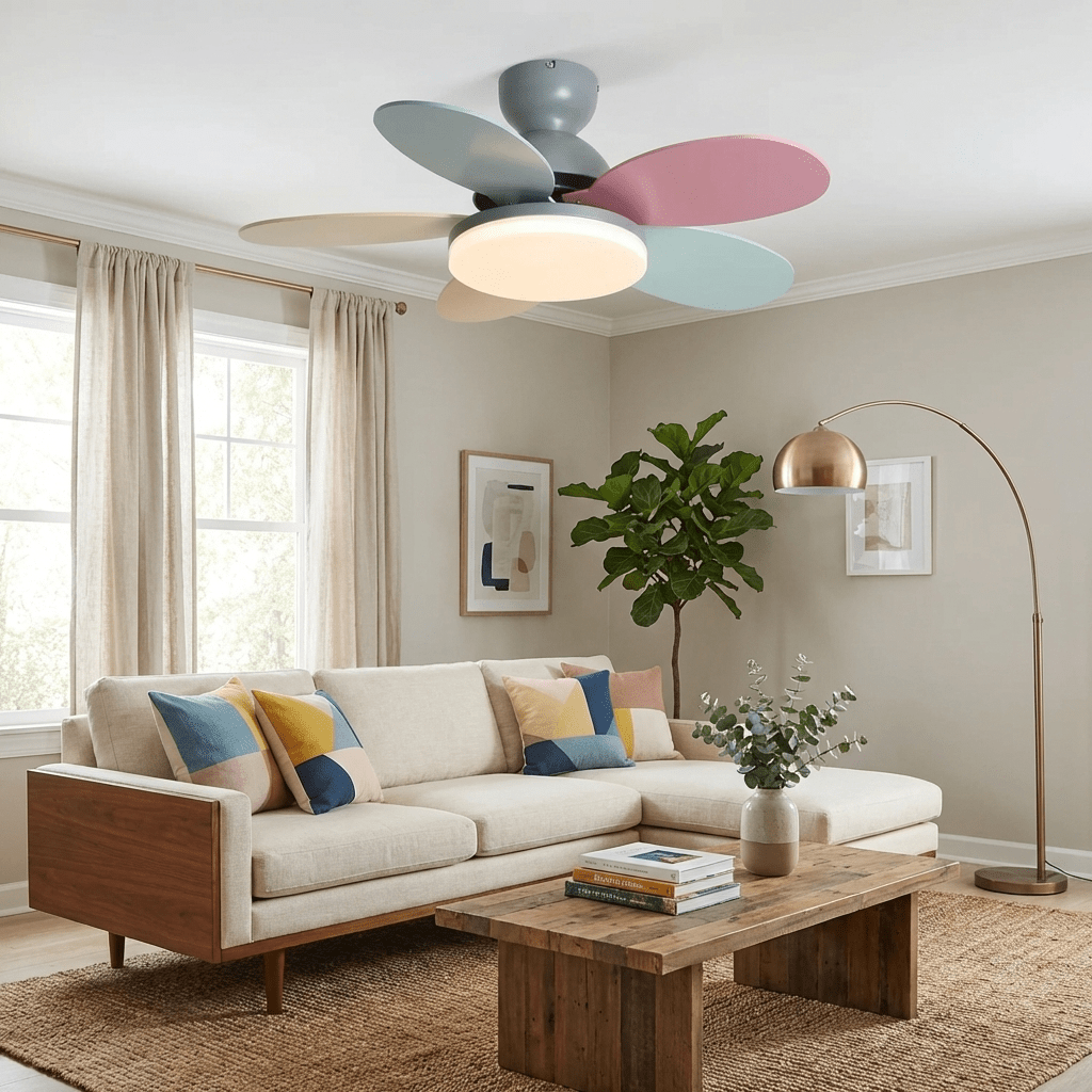 Petal Blade Ceiling Fan with Remote Control and Integrated LED Light
